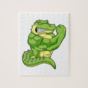 Crocodile as Bodybuilder & big Muscles Jigsaw Puzzle