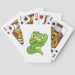 Crocodile as Bodybuilder & big Muscles Playing Cards