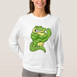 Crocodile as Bodybuilder & big Muscles T-Shirt