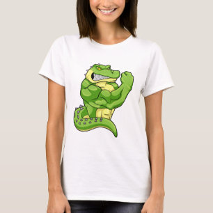 Crocodile as Bodybuilder & big Muscles T-Shirt