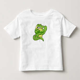 Crocodile as Bodybuilder & big Muscles Toddler T-Shirt