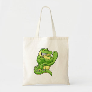 Crocodile as Bodybuilder & big Muscles Tote Bag
