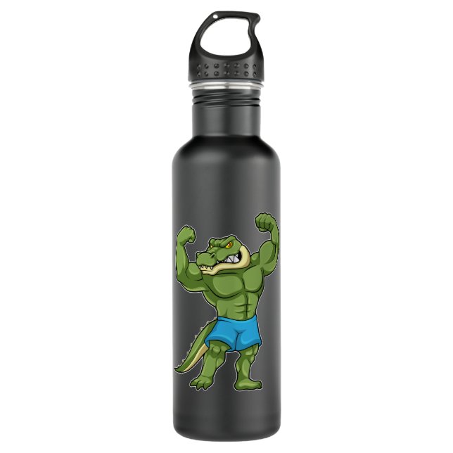 Crocodile as Bodybuilder extreme 710 Ml Water Bottle (Front)