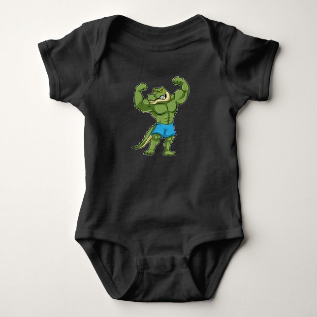 Crocodile as Bodybuilder extreme Baby Bodysuit (Front)