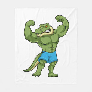 Crocodile as Bodybuilder extreme Fleece Blanket