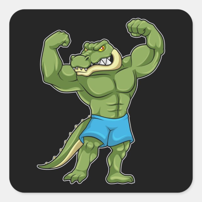 Crocodile as Bodybuilder extreme Square Sticker (Front)