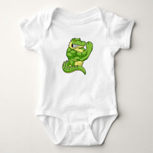 Crocodile as Bodybuilder with big Muscles Baby Bodysuit