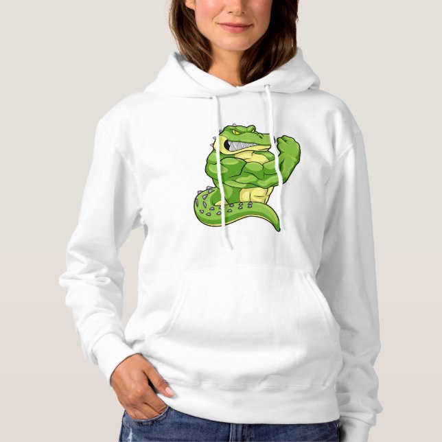 Crocodile as Bodybuilder with big Muscles Hoodie (Front)