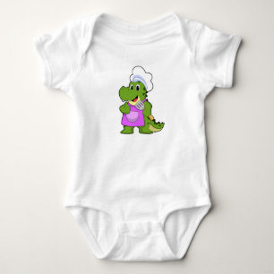 Crocodile as Cook with Spatula Baby Bodysuit