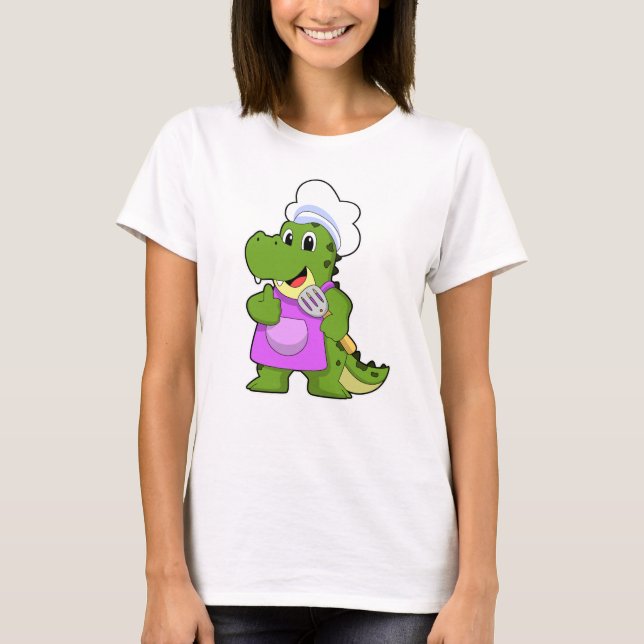 Crocodile as Cook with Spatula T-Shirt (Front)