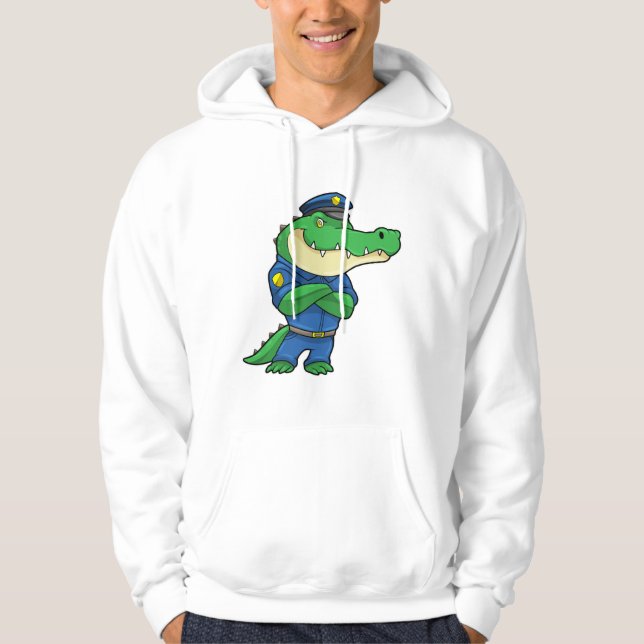 Crocodile as Police officer with Police uniform Hoodie (Front)