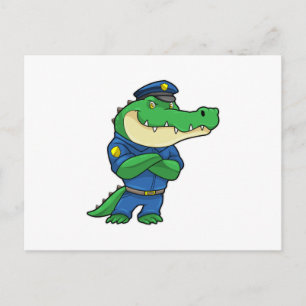 Crocodile as Police officer with Police uniform Postcard
