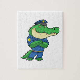 Crocodile as Police officer with Uniform Jigsaw Puzzle