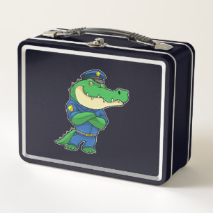 Crocodile as Police officer with Uniform Metal Lunch Box