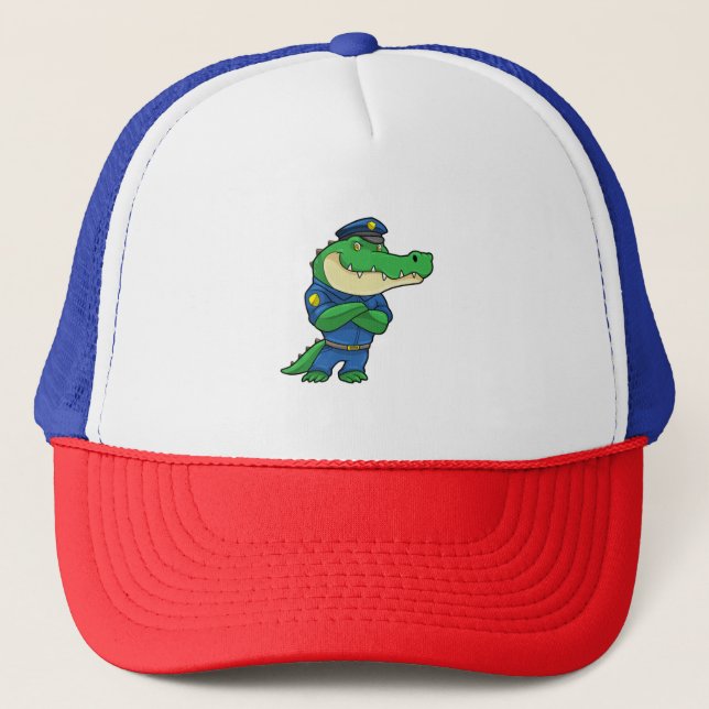 Crocodile as Police officer with Uniform Trucker Hat (Front)