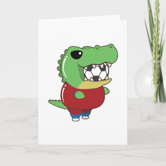 Crocodile as Soccer player with Soccer ball Card (Front)