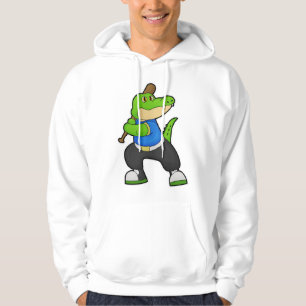 Crocodile at Baseball with Baseball bat Hoodie