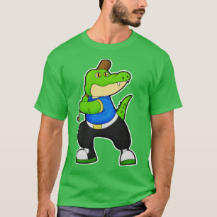 Crocodile at Baseball with Baseball bat T-Shirt