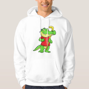 Crocodile at Field hockey with Hockey stick Hoodie