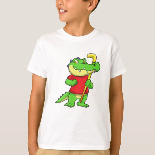 Crocodile at Field hockey with Hockey stick T-Shirt