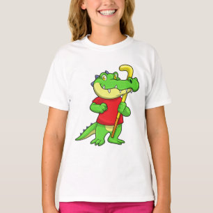Crocodile at Field hockey with Stick T-Shirt
