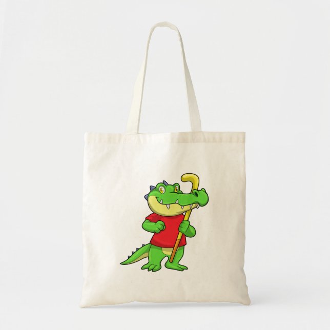 Crocodile at Field hockey with Stick Tote Bag (Front)