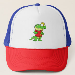 Crocodile at Field hockey with Stick Trucker Hat