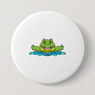Crocodile at Swimming in Water 7.5 Cm Round Badge