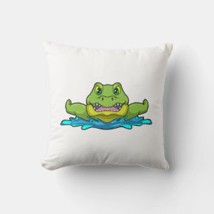 Crocodile at Swimming in Water Cushion