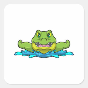 Crocodile at Swimming in Water Square Sticker