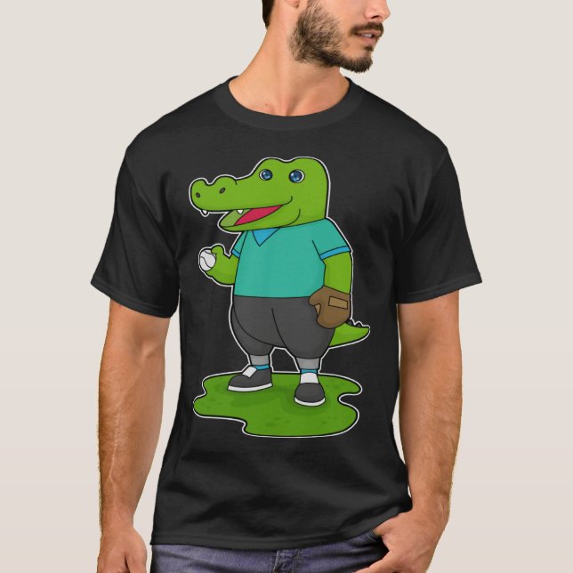 Crocodile Baseball Baseball glove Sports T-Shirt (Front)