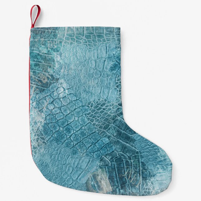 Crocodile Batik: Textured Fabric Art Small Christmas Stocking (Front)