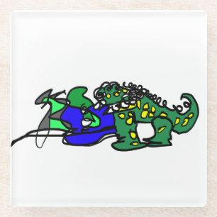 Crocodile beat glass coaster