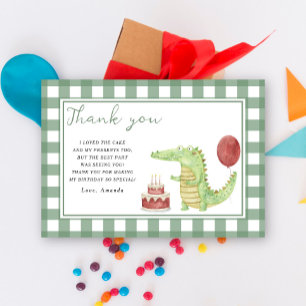 Crocodile birthday party thank you