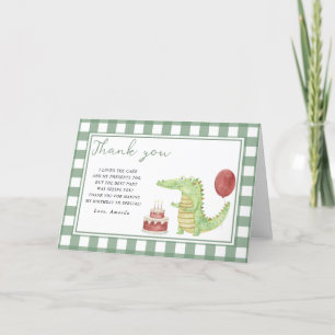Crocodile birthday party thank you card