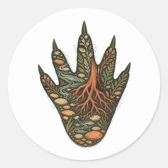 Crocodile Botanical Footprint Nature Sticker (Front)