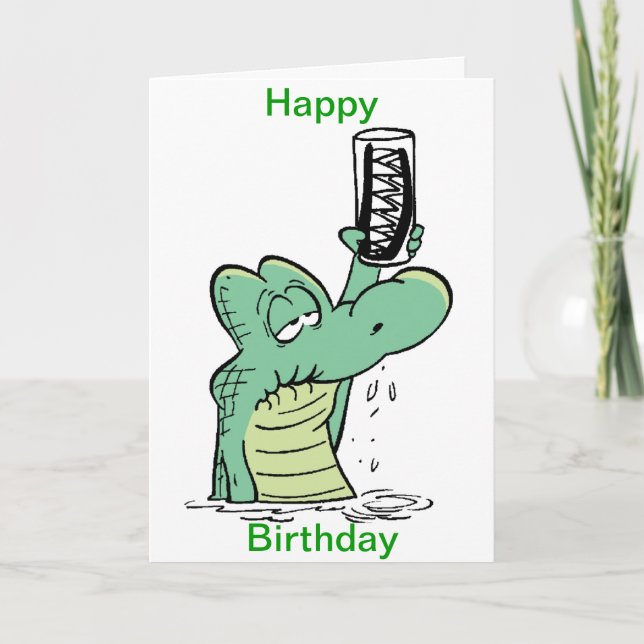 Crocodile Cartoon Funny Birthday Card (Front)