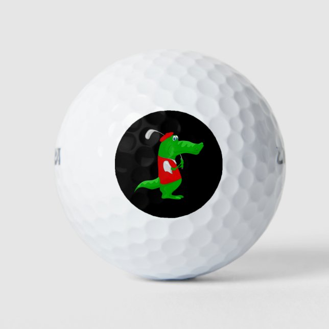 Crocodile Cartoon Golfer on Golf Balls 12 Pack (Front)