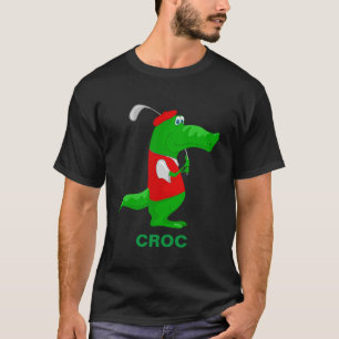 Crocodile Cartoon Golfer Personalise Name T-Shirt