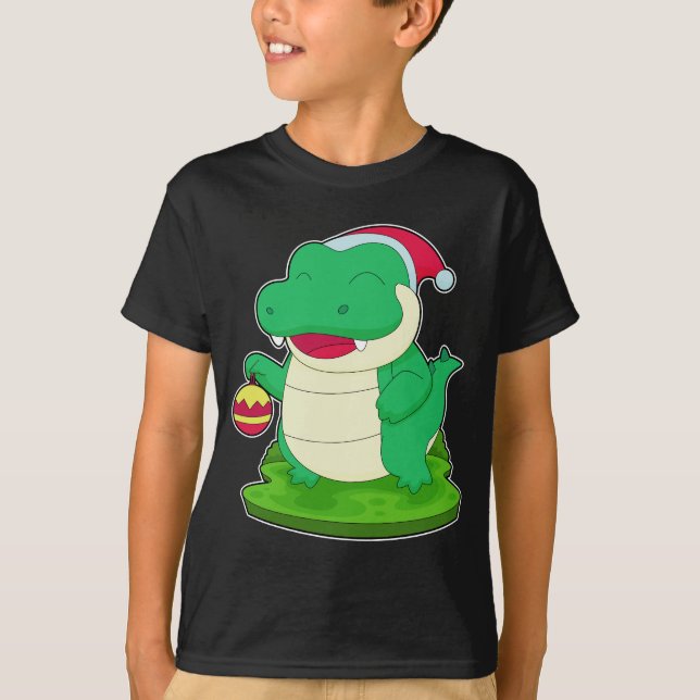 Crocodile Christmas Santa hat T-Shirt (Front)