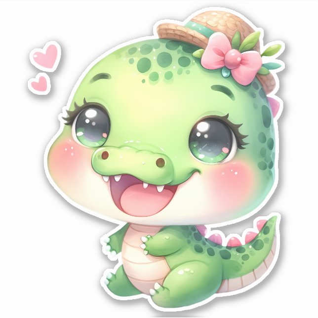 Crocodile Custom Cut Scrapbooking Sticker (Front)