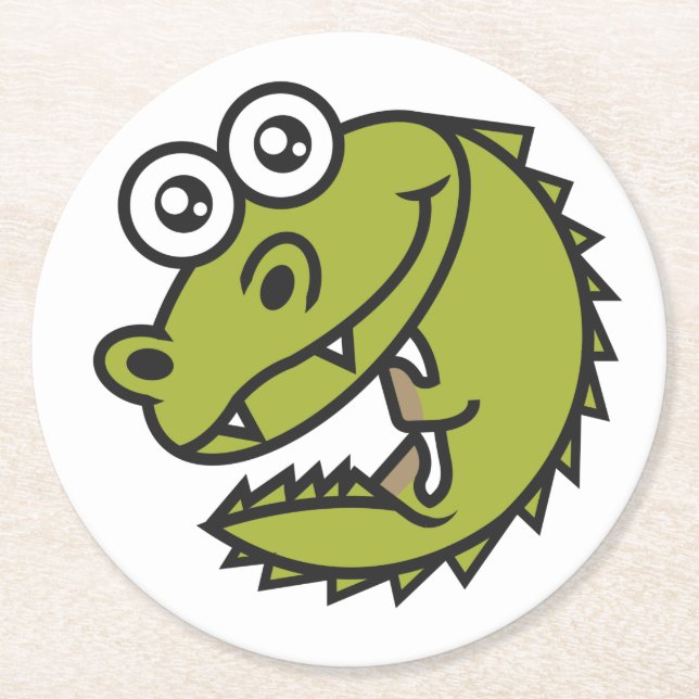 Crocodile Cute Baby Croc Round Paper Coaster (Front)