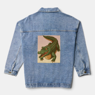 Crocodile Design On Women's Denim Jacket 