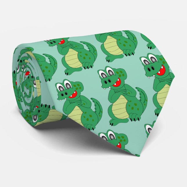 Crocodile Design Tie (Rolled)