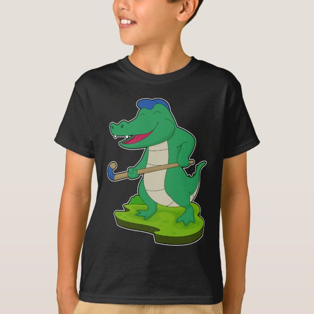 Crocodile Field hockey Hockey stick T-Shirt (Front)