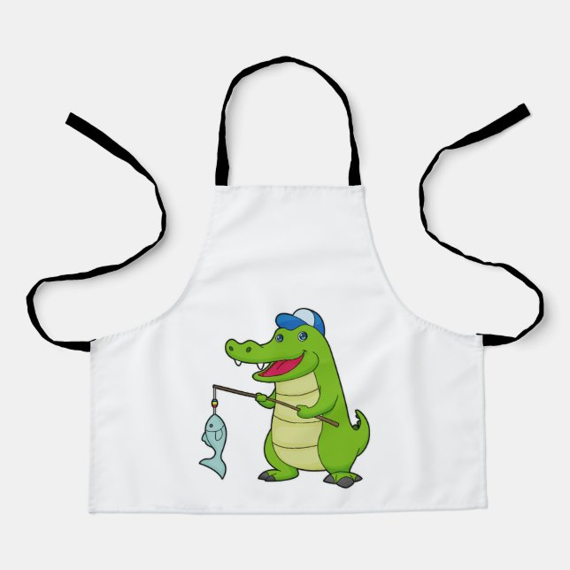 Crocodile Fishing Fisher Finshing rod Apron (Front)