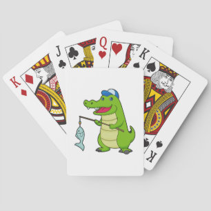 Crocodile Fishing Fisher Finshing rod Playing Cards