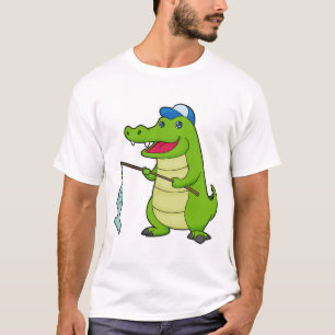 Crocodile Fishing Fisher Finshing rod T-Shirt