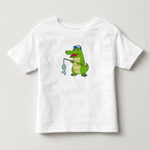 Crocodile Fishing Fisher Finshing rod Toddler T-Shirt