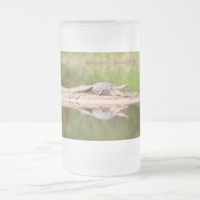 Crocodile Frosted Glass Beer Mug (Center)